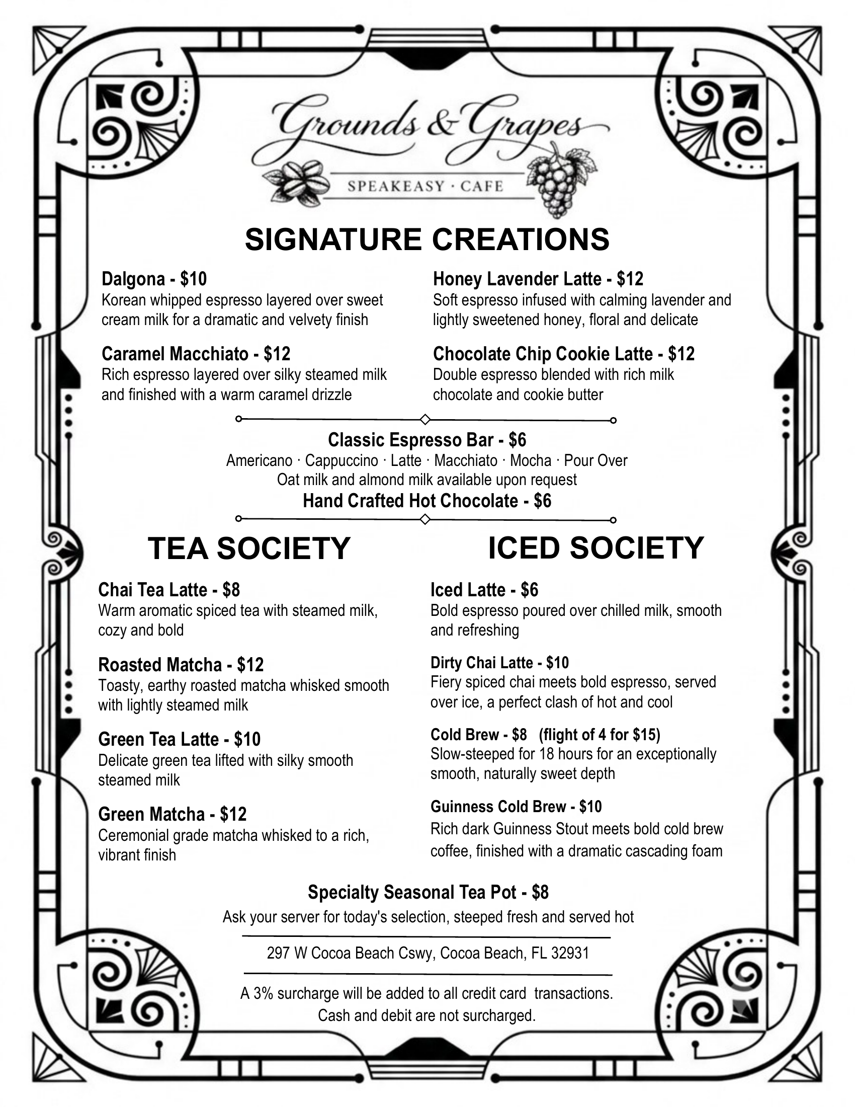 Grounds and Grapes menu page 3